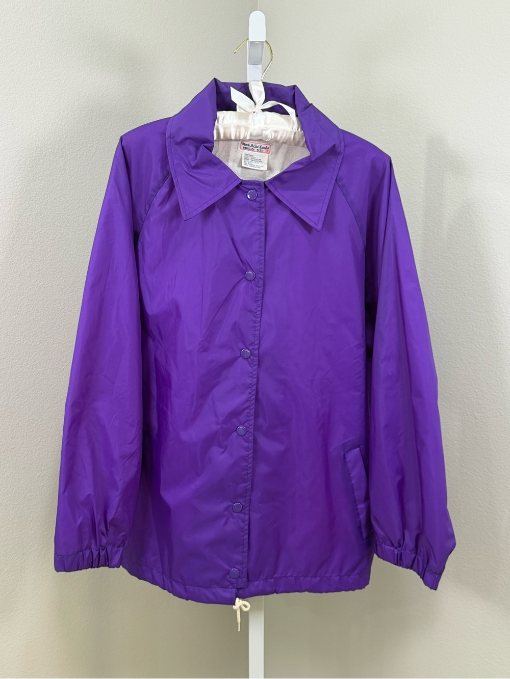 Vintage Purple Nylon Coaches Jacket | Cotton Lined Snap Front | Size 18W